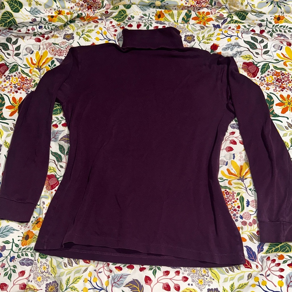 Eddie Bauer Women's Dark Purple Long Sleeve Turtleneck - Picture 5 of 5